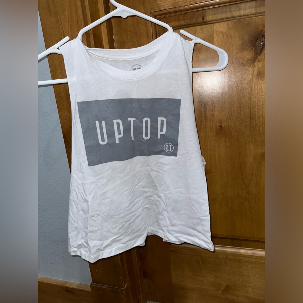 white and grey uptop muscle tee